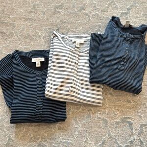 Striped Henley Shirts Set